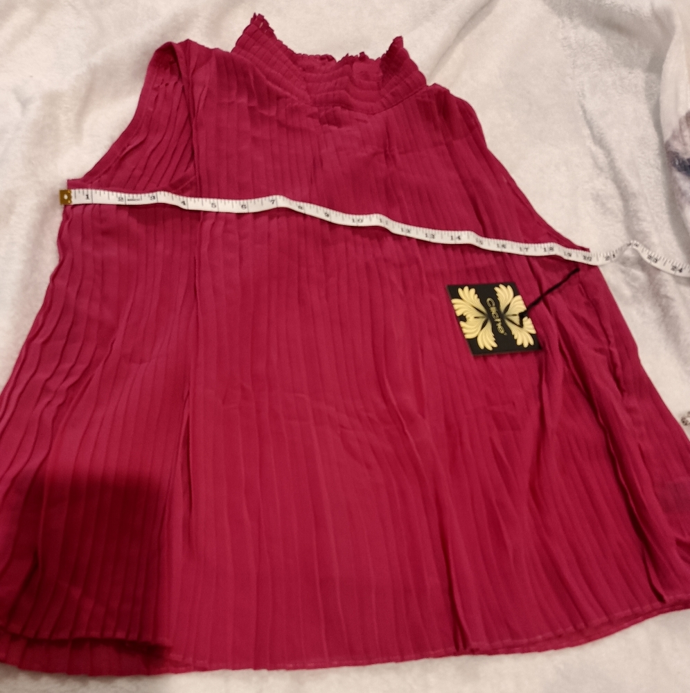 New pleated women's blouse in deep pink color